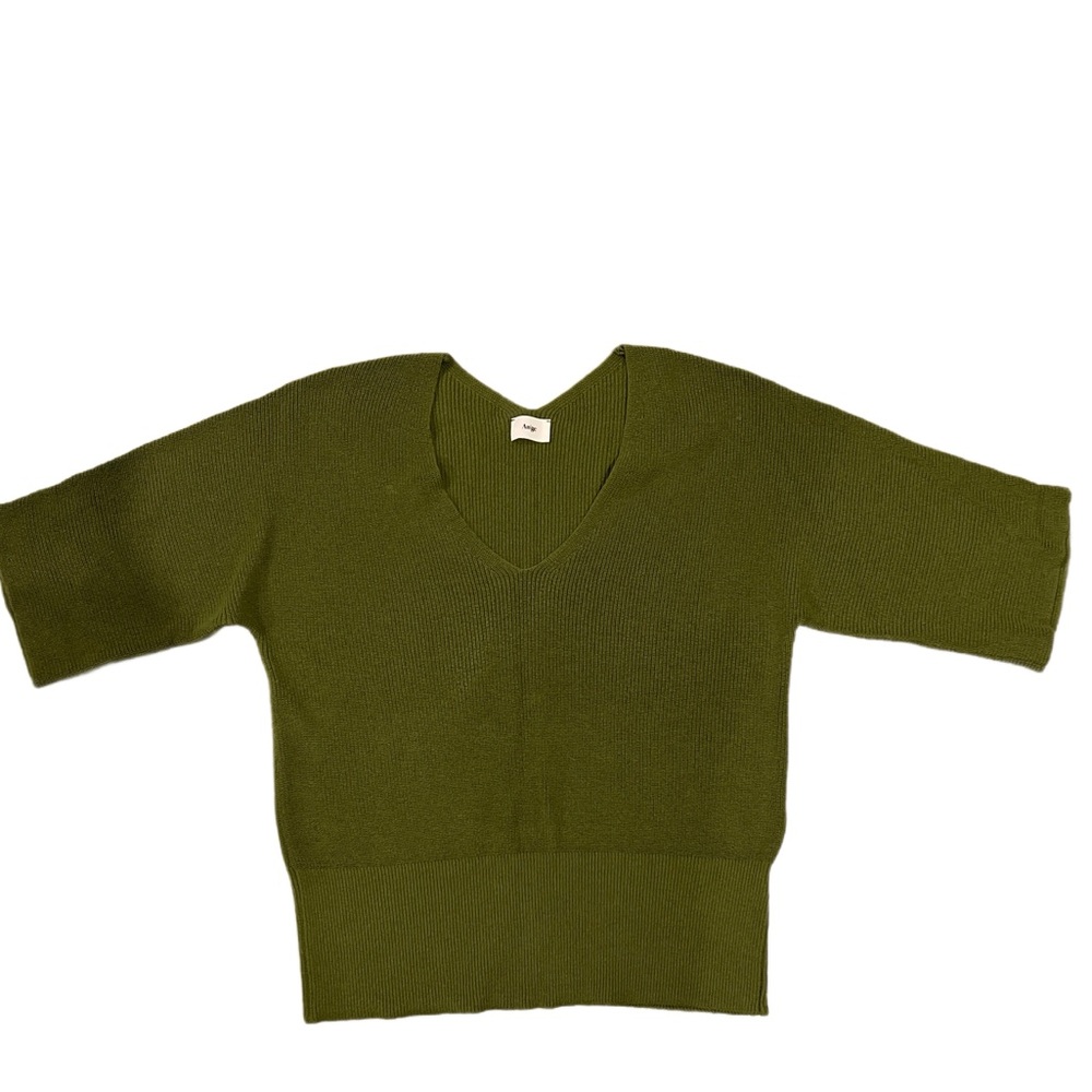AN’GE Women’s Olive V-Neck Sweater